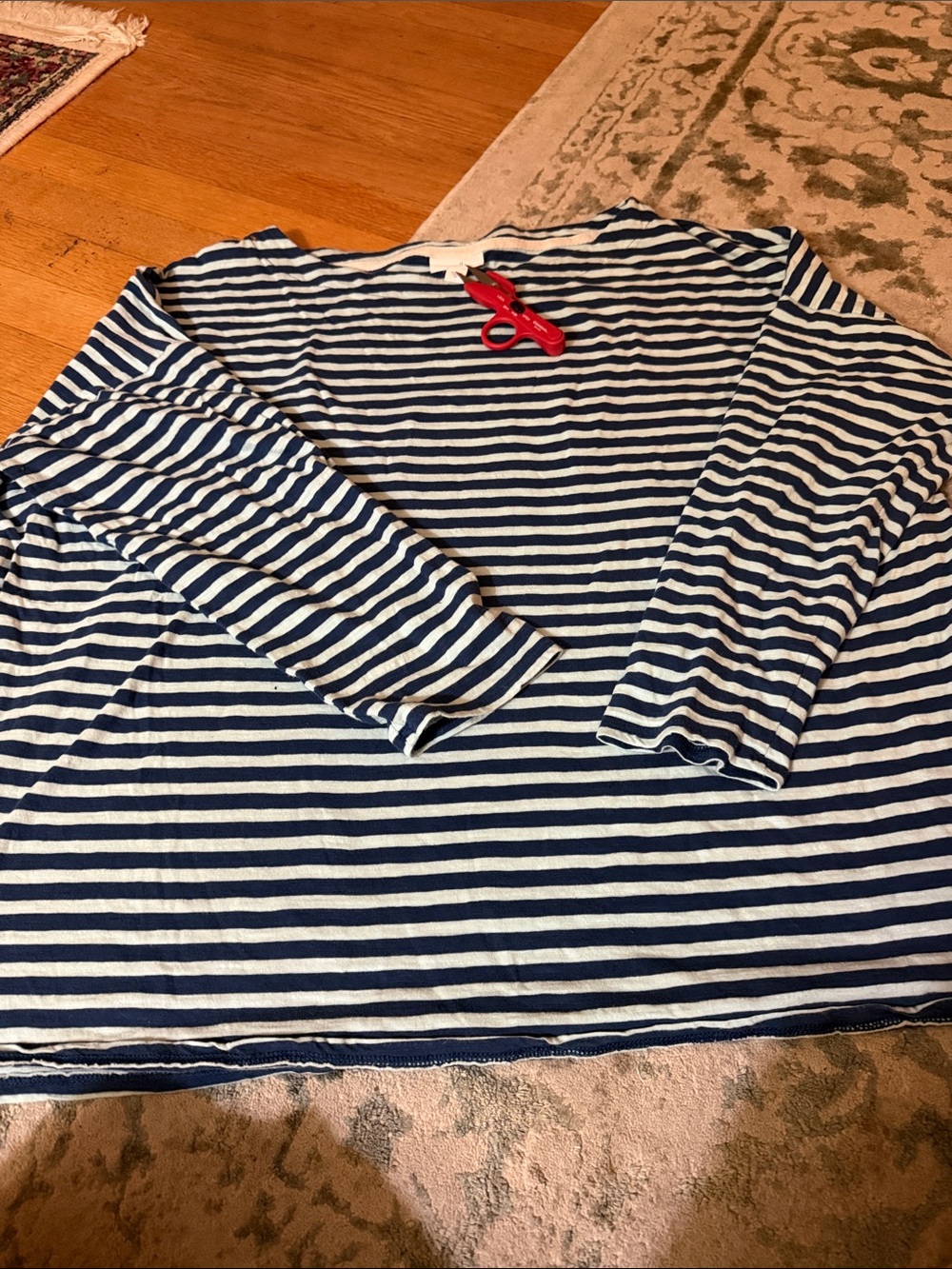 J. Jill Navy and White Striped Long-Sleeve Top